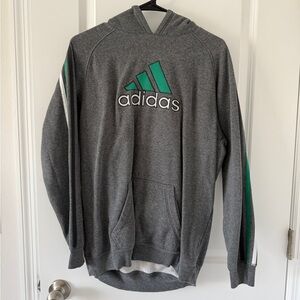 adidas Gray and Green Hooded Sweatshirt